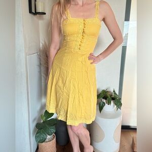 Yellow crochet trim dress